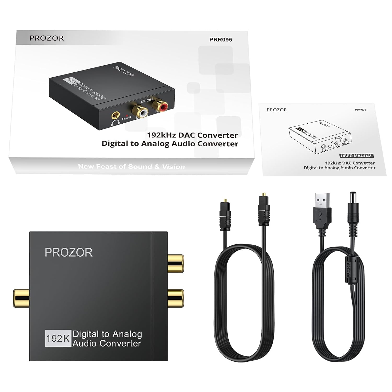 PROZOR 192KHz Digital to Analog Audio Converter, DAC Optical to Analog L/R RCA 3.5mm Converter, Digital SPDIF Toslink Optical to 3.5mm Jack Adapter for PS3 HD DVD PS4 Amp Apple TV Home Cinema - Image 7