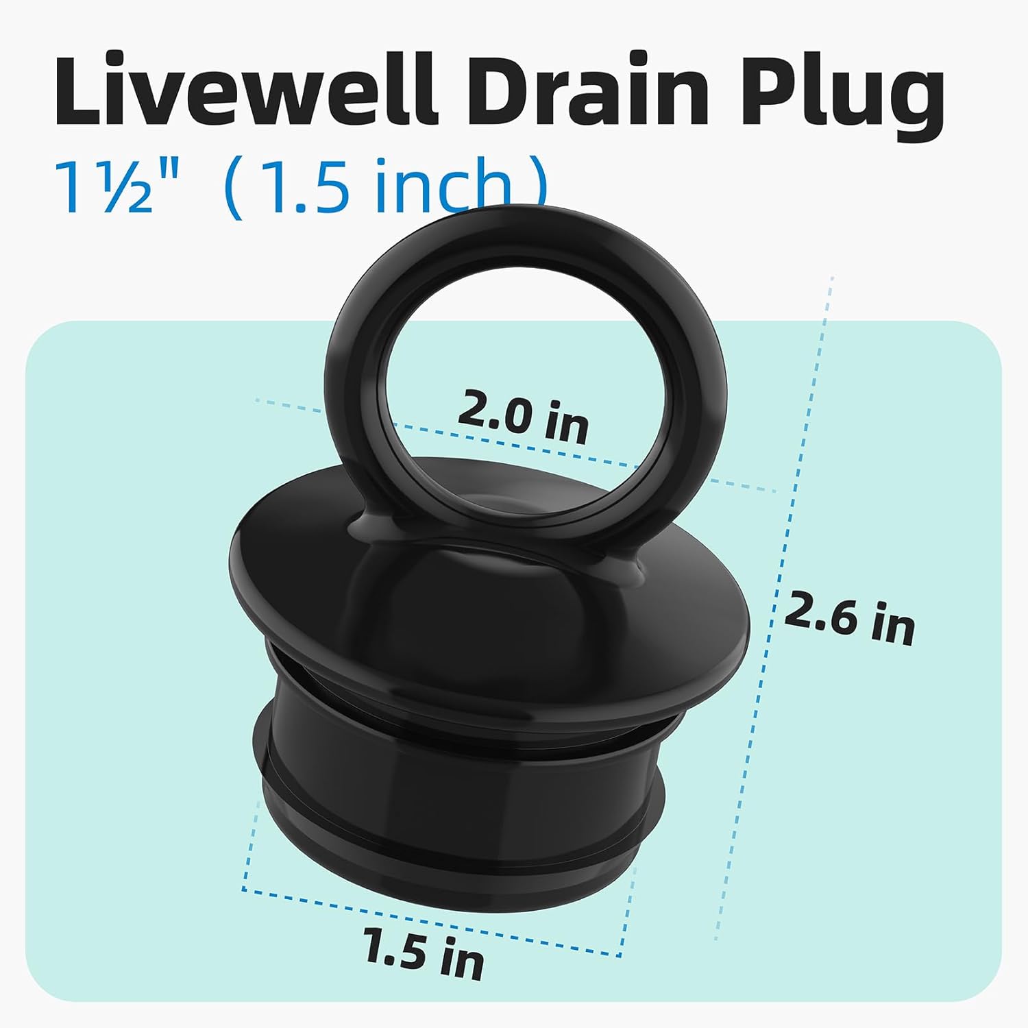 PVC Push-in Boat Drain Plug Compatible with T-H Marine Overflow Drain Tubes, for 1-1/2” Thru-Hull Drains, Livewell Boat Plug Prevent Water Overflow (2 Pcs) - Image 2