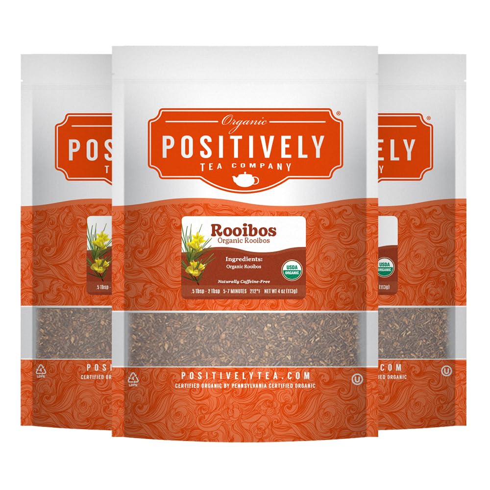 Organic Positively Tea Company, Rooibos Tea Sampler, Loose Leaf, 4 Ounce, 3 Pack