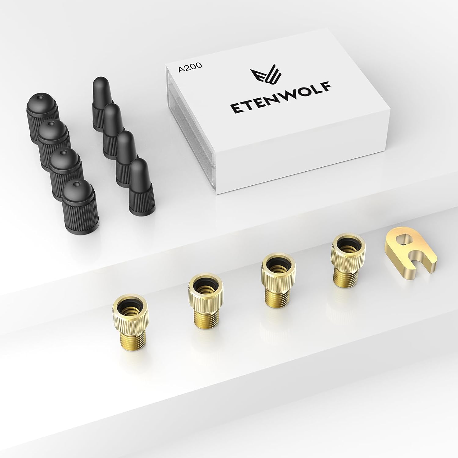 ETENWOLF Brass Presta Valve Adapter 4 Pack, Convert Presta to Schrader Valve Adaptor, Easy Inflation with Standard Pump or Air Compressor, Includes 8 Valve Caps - Image 5