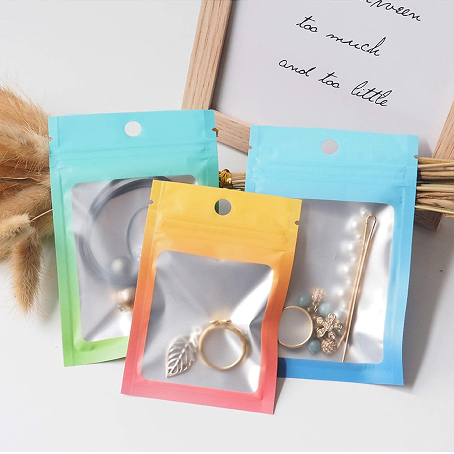 100 Pcs Resealable Mylar Bags, Gradient Color Food Storage Bags, Zip Bag Foil Bags Packaging Pouch for Food Storage, Sample, Small Business (Blue Green, 5.9 X 8.6 Inch) - Image 7