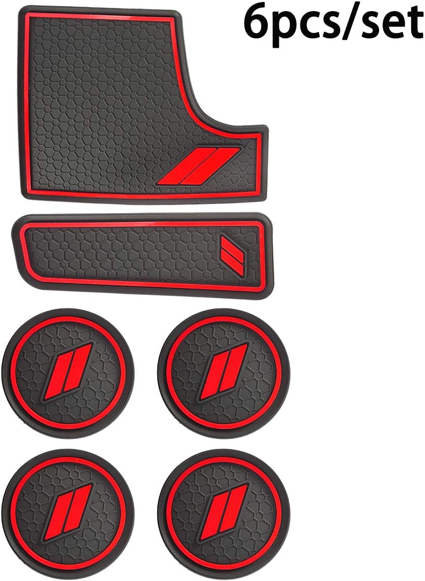 Auovo Anti dust Mats for Charger 2021 2015-2022 Accessories Custom Fit Cup Holder Liners Mats(6pcs/Set, red) - Image 6