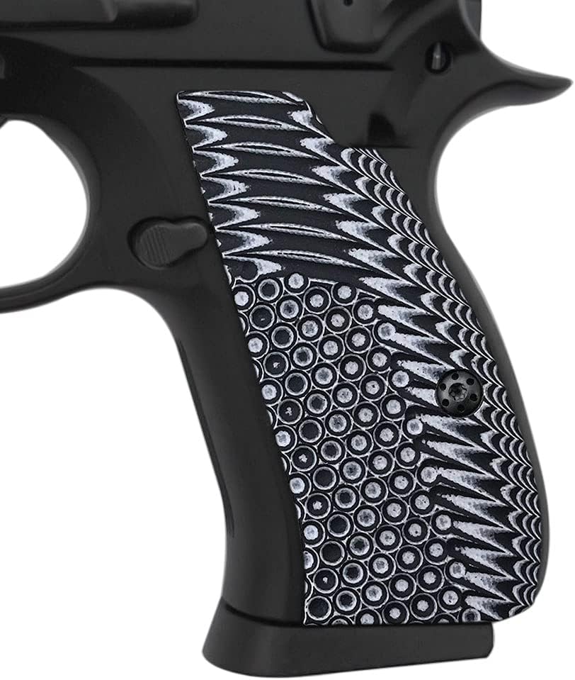 Cool Hand G10 Grips for CZ 75/85 Compact, CZ P-01, P100, C100, Tristar T100, CZ PCR, CZ 75 D, Black Grips Screws Included, Mild Aggressive Texture
