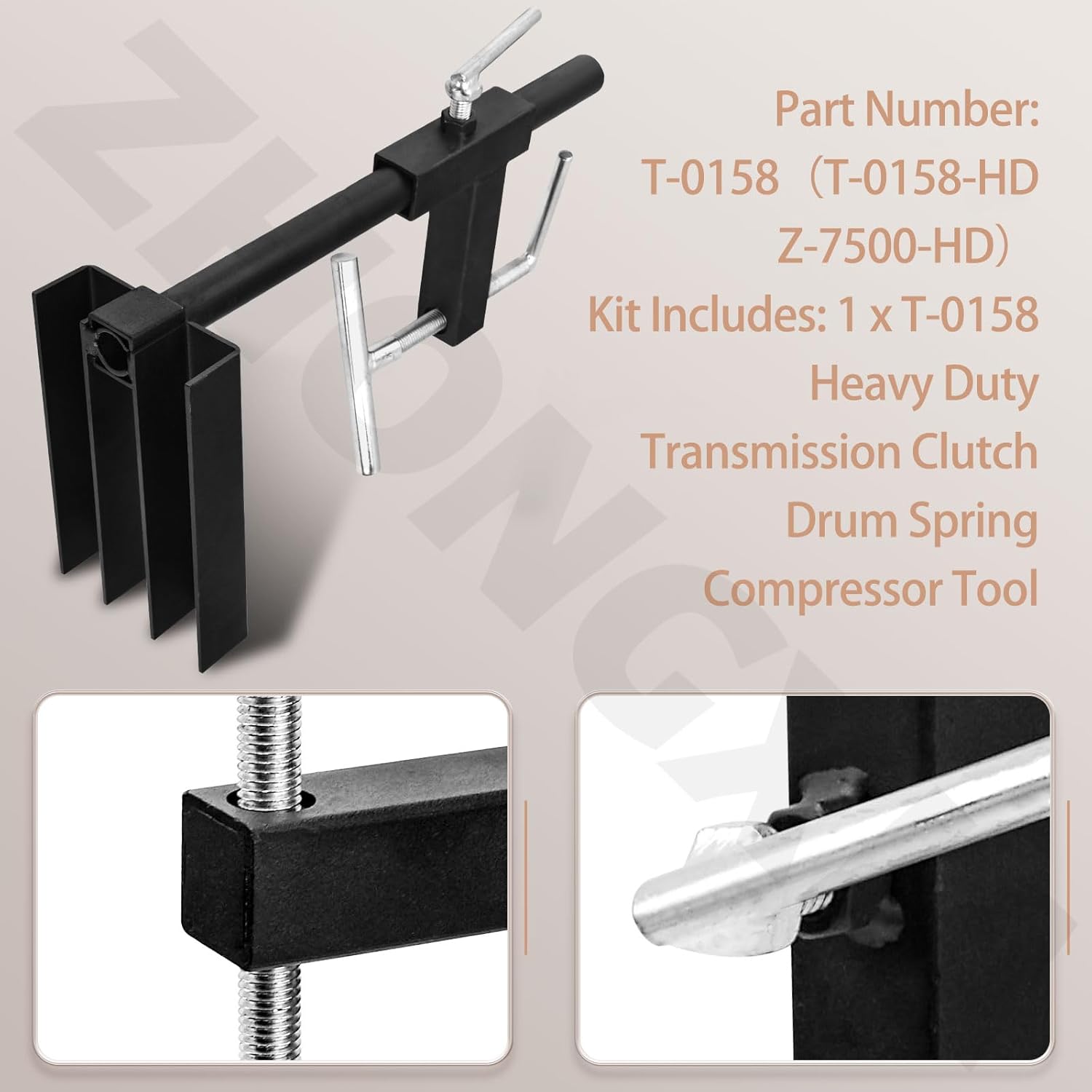 Heavy Duty T-0158 Universal Clutch Drum Spring Compressor Transmission Tool for Ford Chrysler GM A904 Transmission, T-0158-HD Z-7500-HD - Fit Most Common Clutch Drums Up to 6" in Size - Image 6