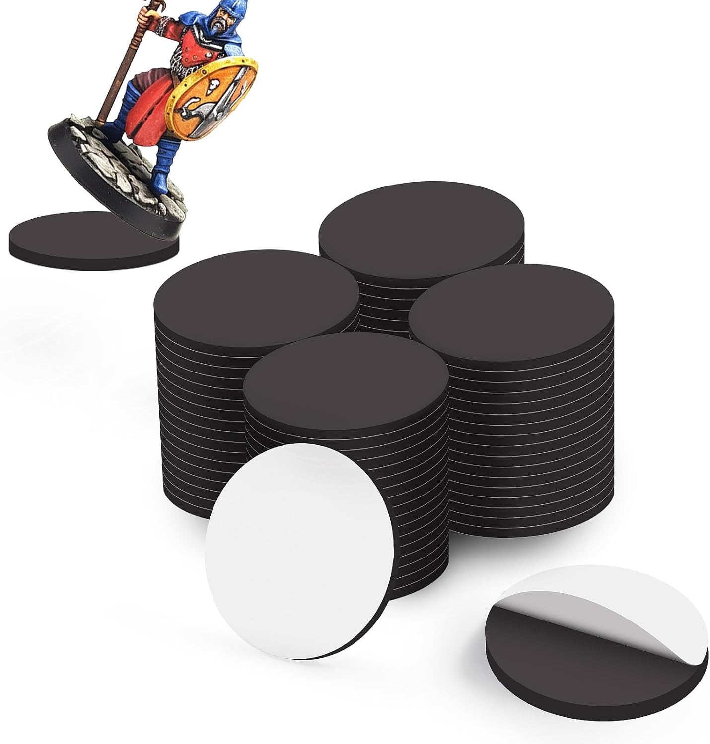 Miniature Magnetic Self-adhensive Round Bases for Wargames Flexible Sticky Magnets (Round 32mm-70pcs)