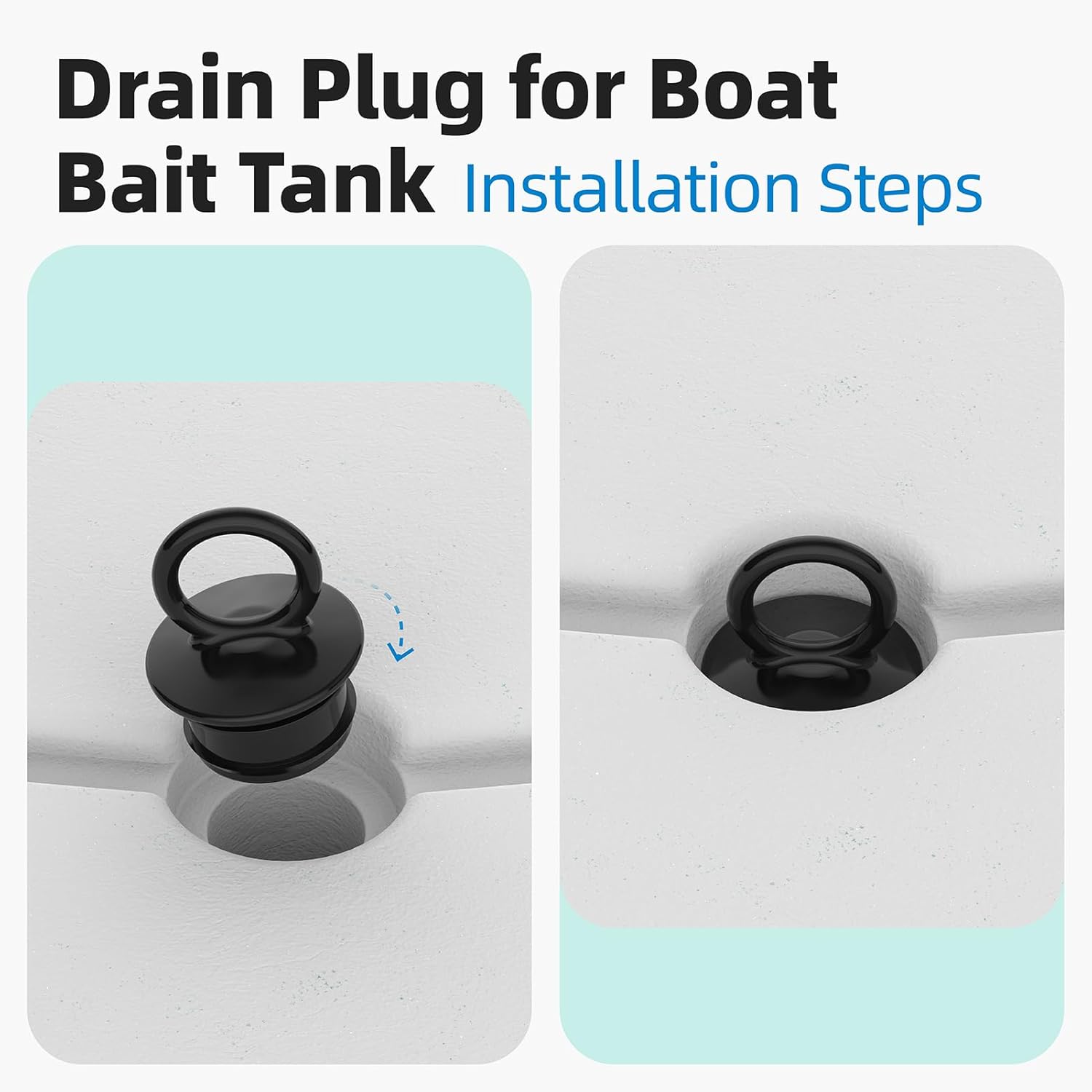 PVC Push-in Boat Drain Plug Compatible with T-H Marine Overflow Drain Tubes, for 1-1/2” Thru-Hull Drains, Livewell Boat Plug Prevent Water Overflow (2 Pcs) - Image 5