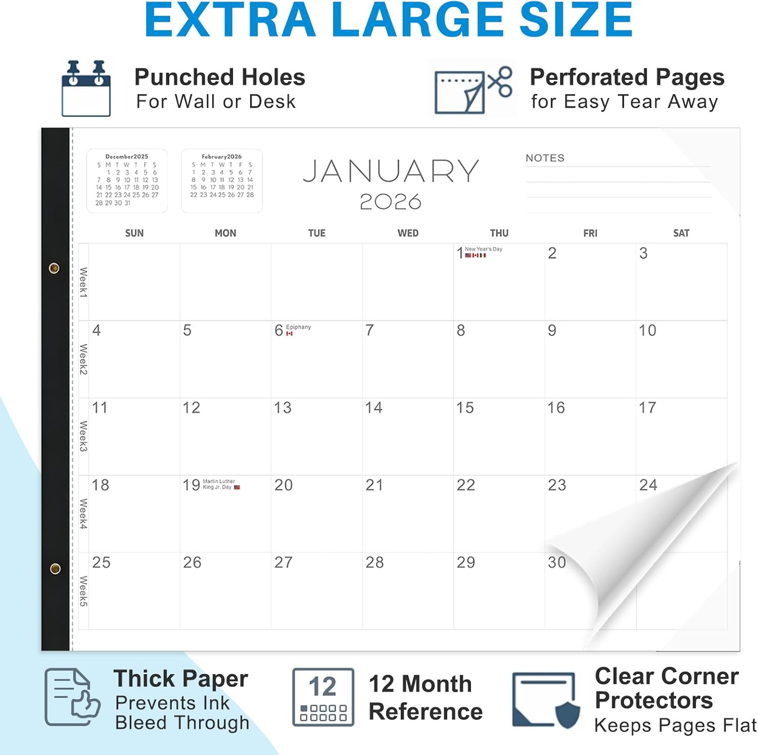 2026 Desk Calendar Large 22x17 – Desk Top Calendar 2026 with plastic cover - Image 6