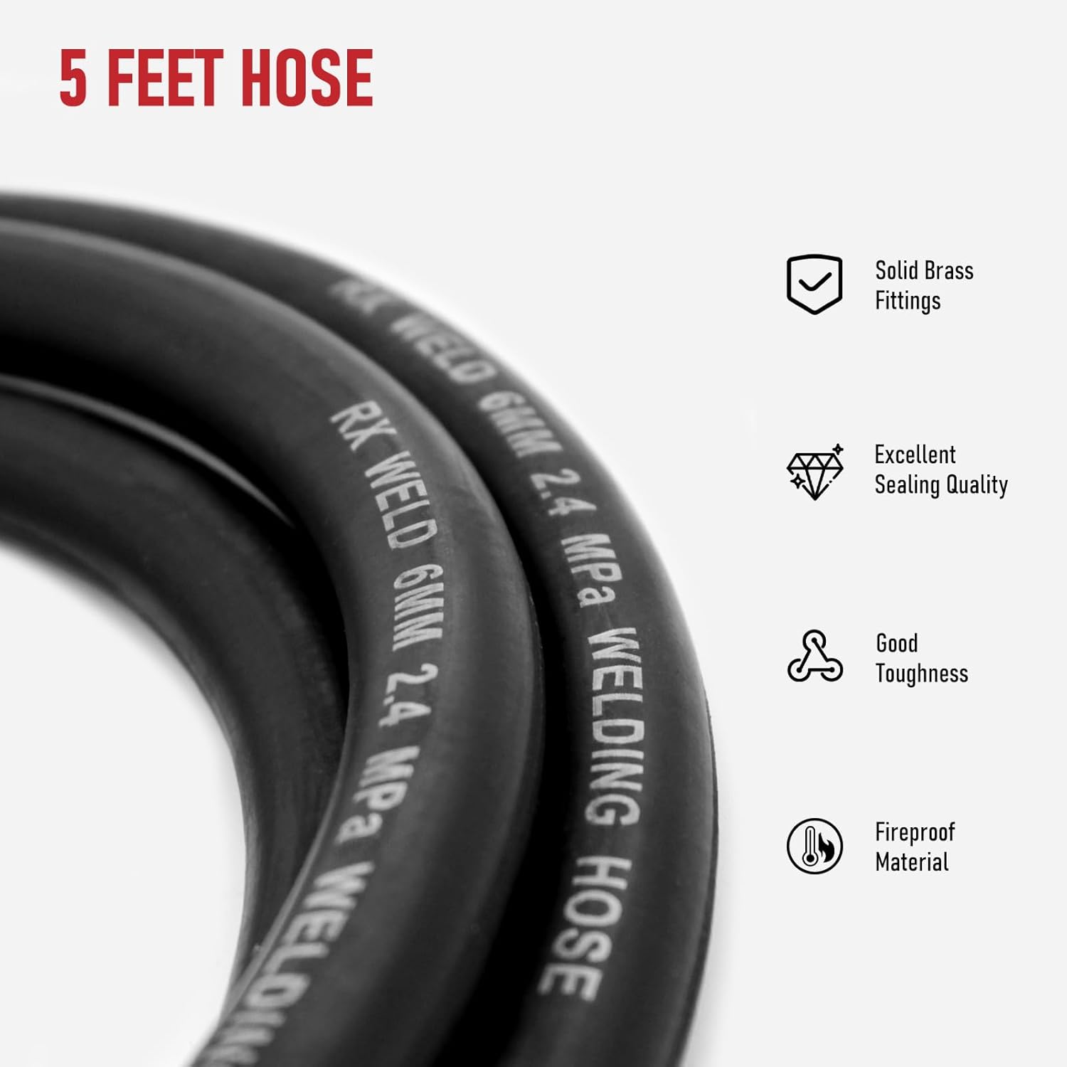 RX WELD Inert Gas Welding Hose - Argon Flow Hose (5FT, Black) - Image 2