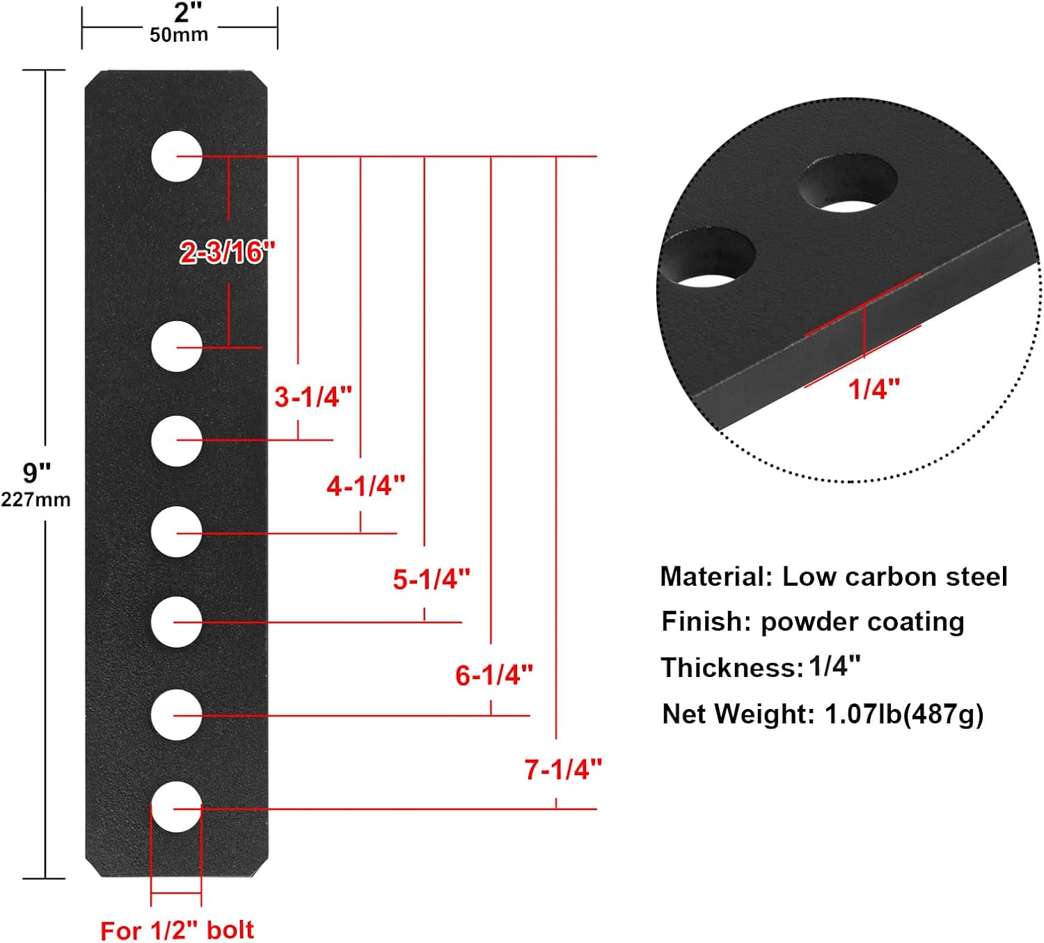 4 Pack Heavy Duty Universal Adjustable Leaf Spring Shackles – 9" Long x 2" Wide, 1/2" Hole, 1/4" Steel, for Trucks, SUVs & Trailers - Image 2