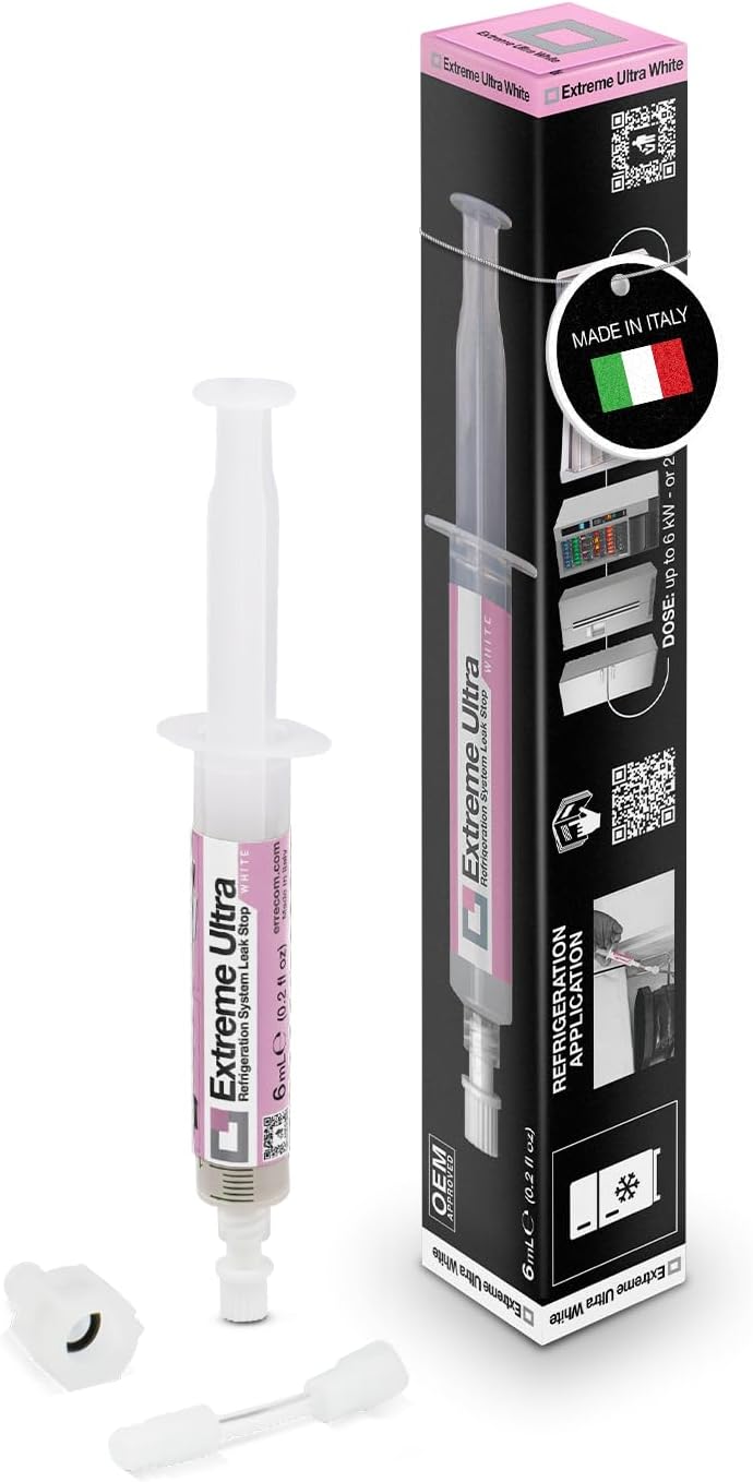 ERRECOM Extreme Ultra White Refrigerator Turafalle with Hermetic Compressor and with R600 - R290 - R134a, 0.2 fl oz (6 ml) Cartridge, Includes 1/4 SAE Adapter - Image 3