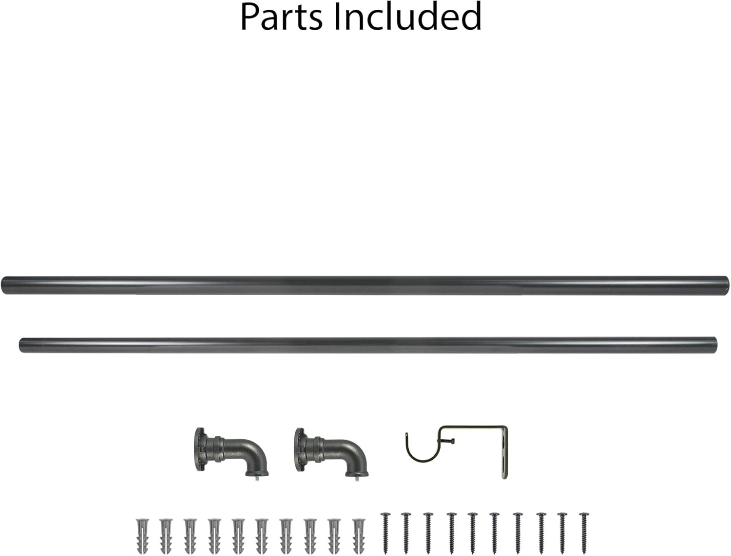 Decopolitan Industrial Wrap Around Telescoping Curtain Rod Set, 18-36", Black - Image 4