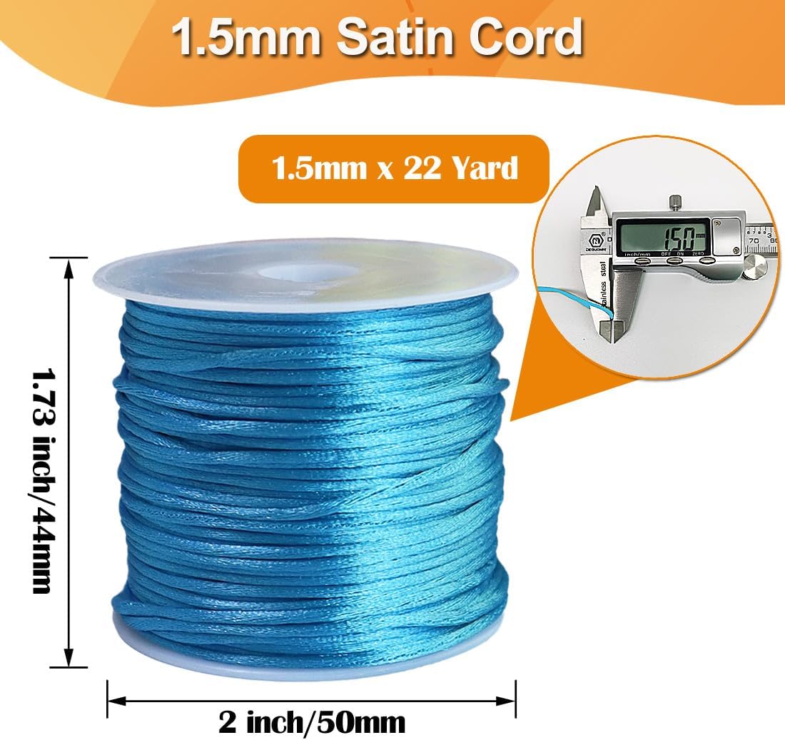 Ewparts 15 Rolls Satin Nylon String for Bracelets Making 1.5mm Satin Rattail Cord for Beading, Kumihimo,Necklace,Macrame Craft, Keychains Lanyards, Jewelry Making,Bracelet Silk String - Image 2