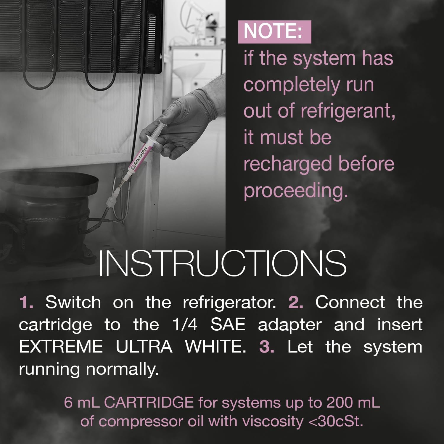 ERRECOM Extreme Ultra White Refrigerator Turafalle with Hermetic Compressor and with R600 - R290 - R134a, 0.2 fl oz (6 ml) Cartridge, Includes 1/4 SAE Adapter - Image 8