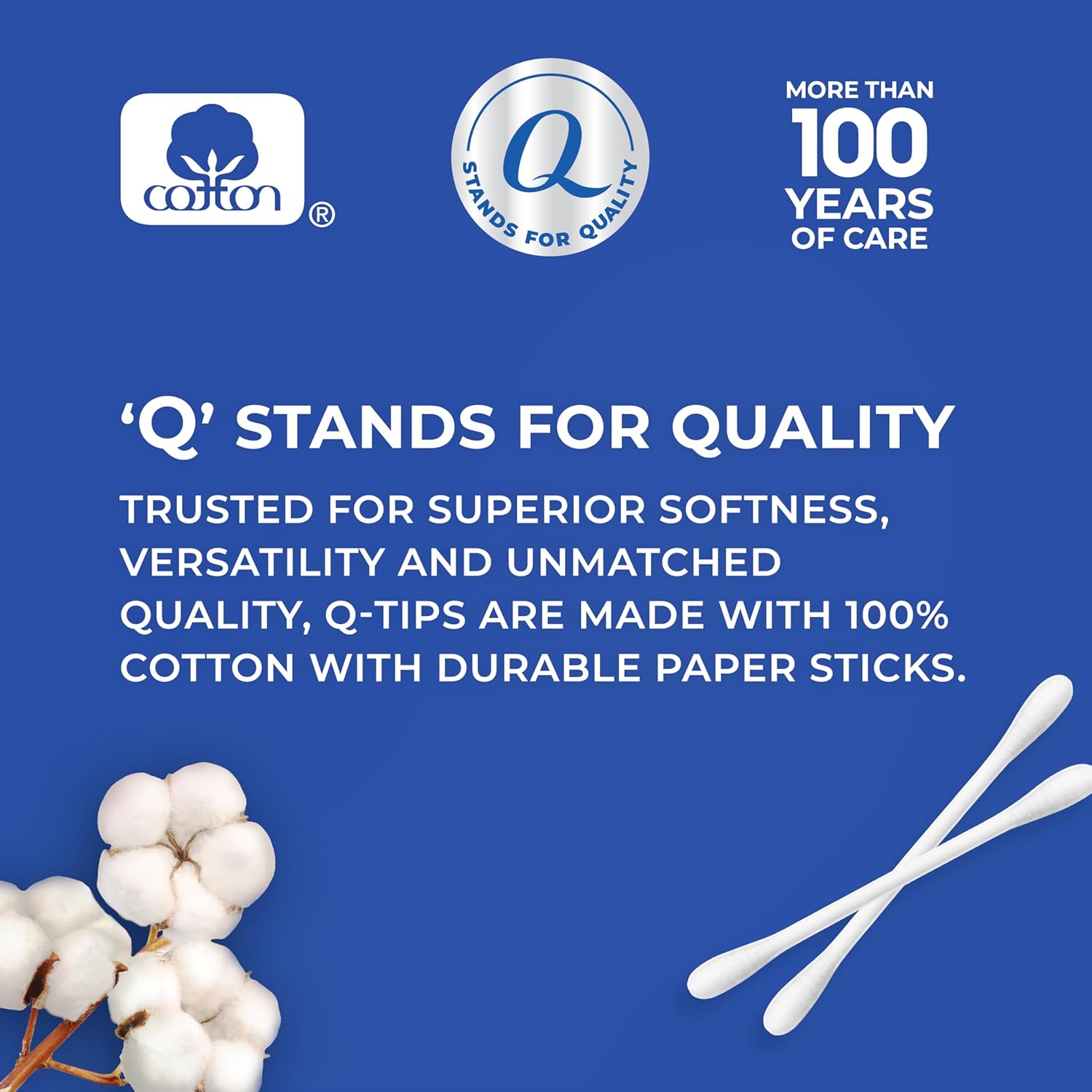 Q-tips Cotton Swabs For Hygiene and Beauty Care Original Cotton Swab Made With 100% Cotton 625 Count - Image 3