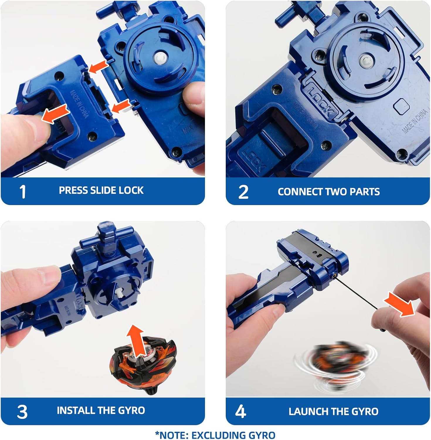 2 Pack X String Launchers, Blade X Winder Launcher with Grip, Two Launch Mode, Only Work with X Right Spinning Top(Blue+Black) - Image 2