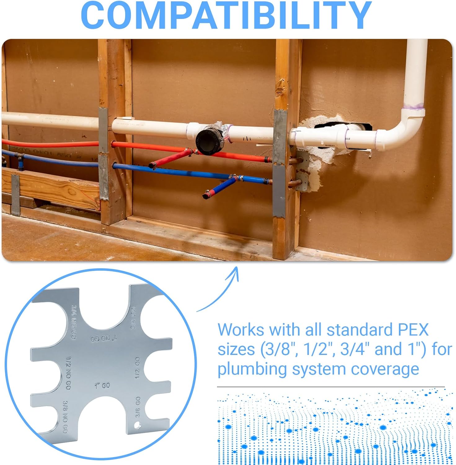 23080 PEX Crimp Tool Go/No-Go Gauge,PEX Crimp Ring Gauge for 3/8", 1/2", 3/4" &1"Crimp Rings,3/8 Inch Plumbing Fittings - Image 5