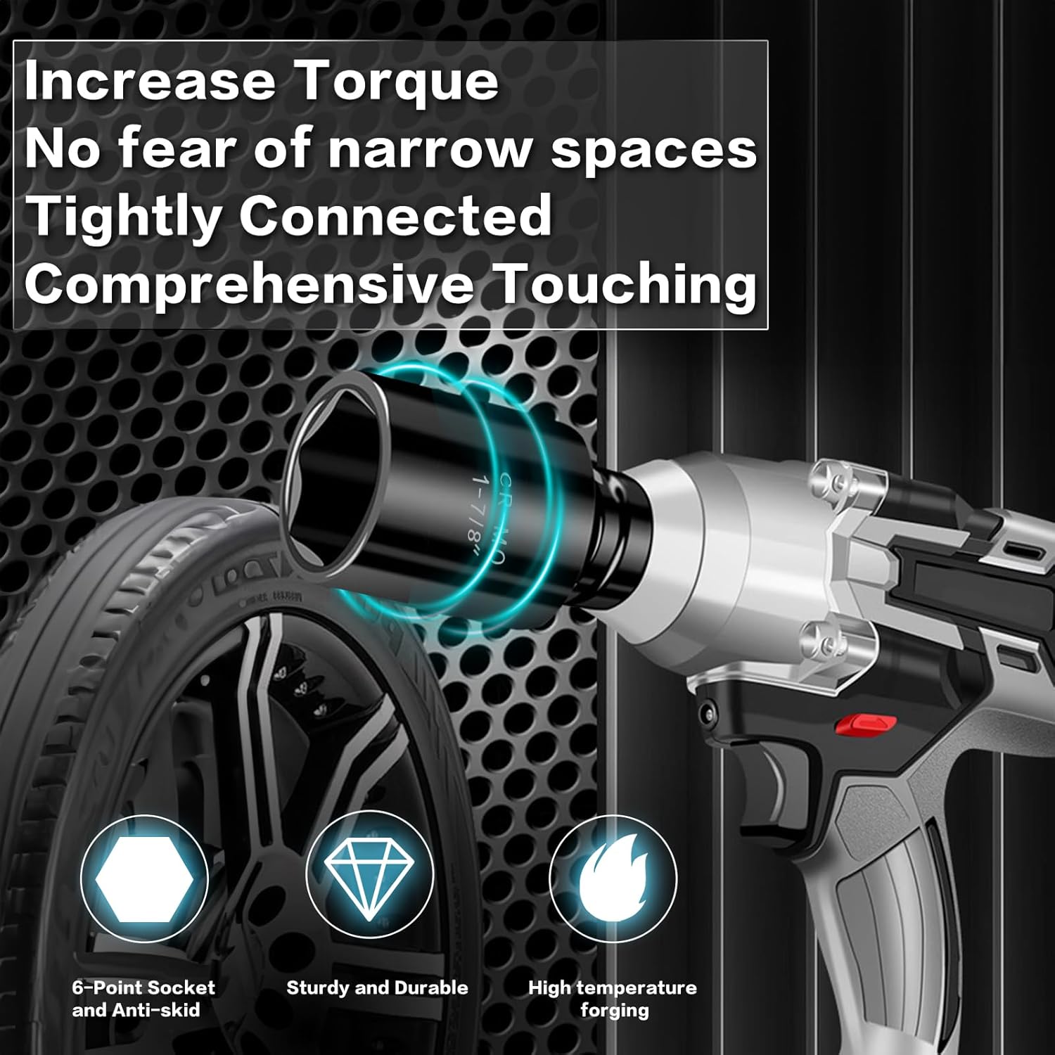 1/2" Inch Drive Impact Socket Set,6-Point,SAE (1-1/16" to 1-5/8"),10 PC Deep,Heavy Duty Impact Socket Set,With a Storage Case - Image 4