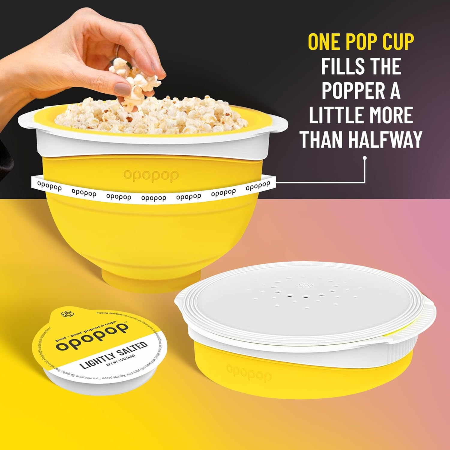 Opopop Microwave Popcorn - Pop Cups Lightly Salted 6-Pack, Non-GMO Gourmet Popcorn Kernels & Popcorn Flavoring, Gluten Free Snacks, Easy to Make and No Mess - Image 5