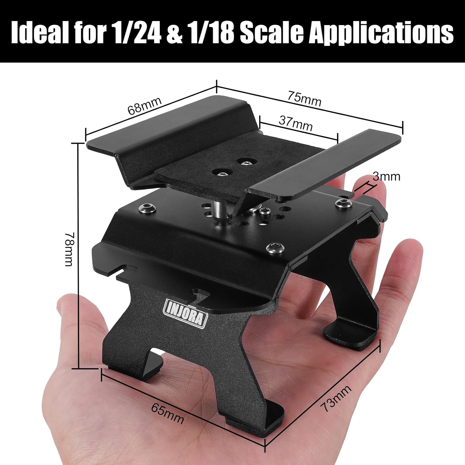 INJORA Aluminum 80g RC Car Stand with Shock Holder for 1/24 1/18 RC Crawler Upgrade(Black) - Image 6