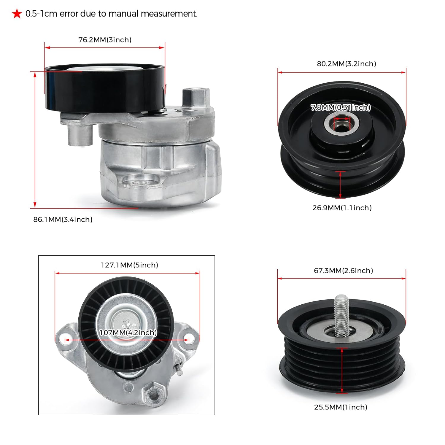 Drive Belt Tensioner and Idler Pulley Serpentine Belt kit Compatible with Mercedes-Benz ML350 C230 C300 C350 E350 S550, 2006-2011#Replace 2722021419 2722000270 6pk2404 - Image 2