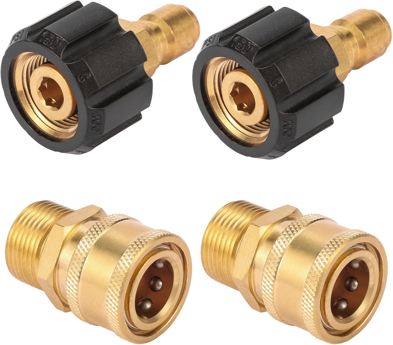 Pressure Washer Quick Connect Fittings, Quick Connect Kit M22 14mm to 3/8 Inch, 4 Pieces