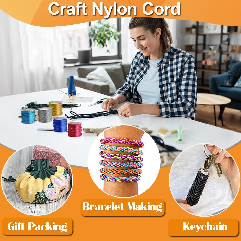 Ewparts 15 Rolls Satin Nylon String for Bracelets Making 1.5mm Satin Rattail Cord for Beading, Kumihimo,Necklace,Macrame Craft, Keychains Lanyards, Jewelry Making,Bracelet Silk String - Image 6