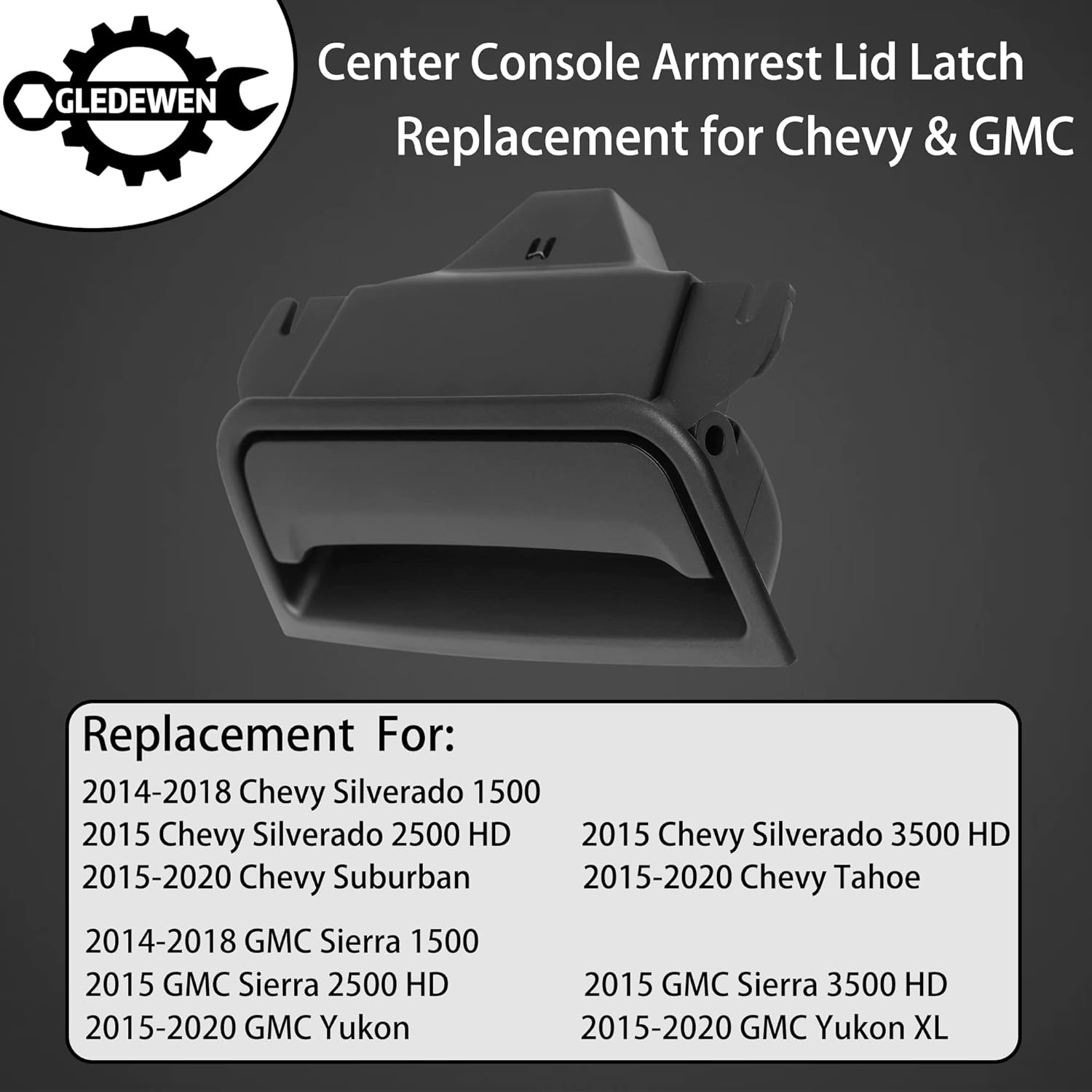 Gledewen Center Console Latch, Compatible with 2014-2020 Chevy Silverado Suburban Tahoe | GMC Sierra Yukon, Plate Armrest Lid Lock, Replace# 22792217 22861304 Center Console Cover Lock - Image 2