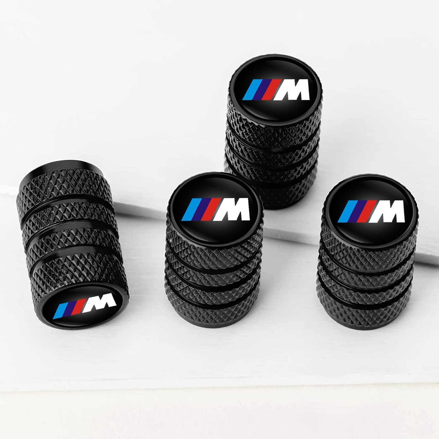 Car Tire Valve Caps Valve Stem Cover Compatible with BMW M Series Tire Car Decoration Accessories(Black)