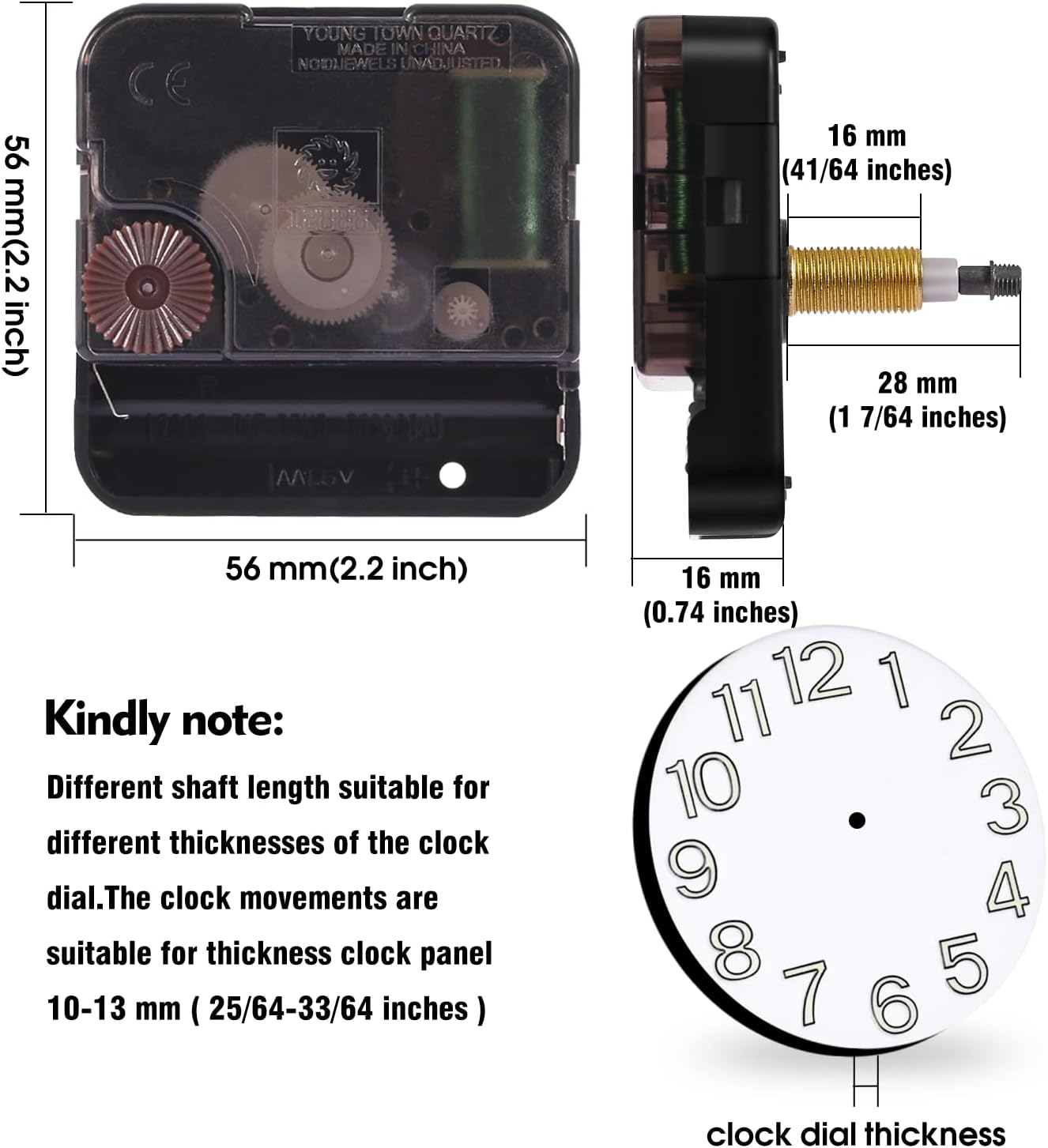 Large Wall Clock 12888 Movement Replacement, I Shaft High Torque Clock Parts, Quartz Clock Mechanism Battery Operated, Giant Wall Clock Motor Repair DIY (DW-12888-I, No Hands) - Image 4