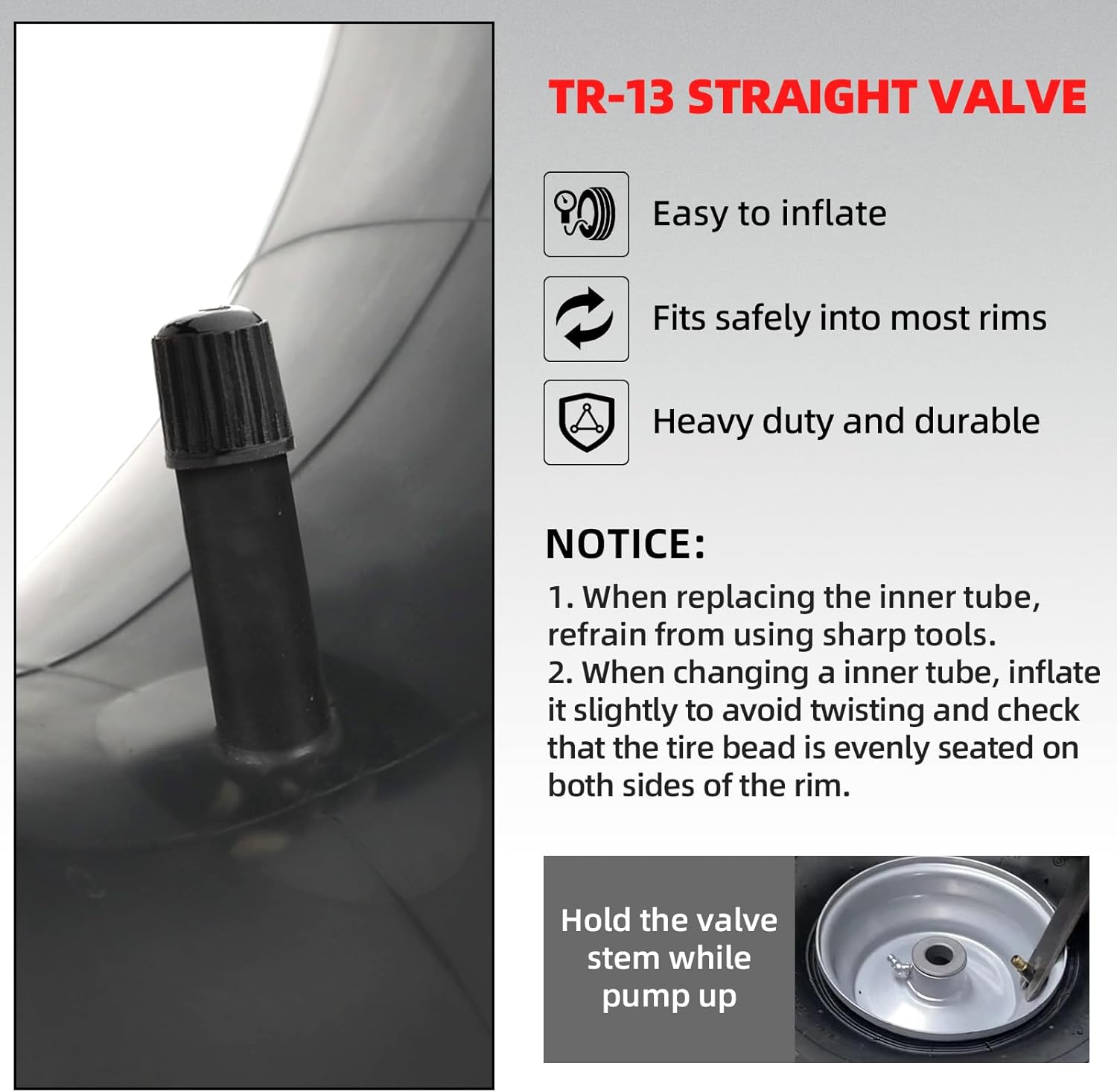 AR-PRO 16x6.50-8 16x7.50-8 Heavy Duty Inner Tube with TR-13 Straight Valve Stem - Universal for Razor Dirt Quad, ATV, Golf Cart, Mower, Tractor, Trailer, Snow Blowers, Wheelbarrows, and More (4-Pack) - Image 5