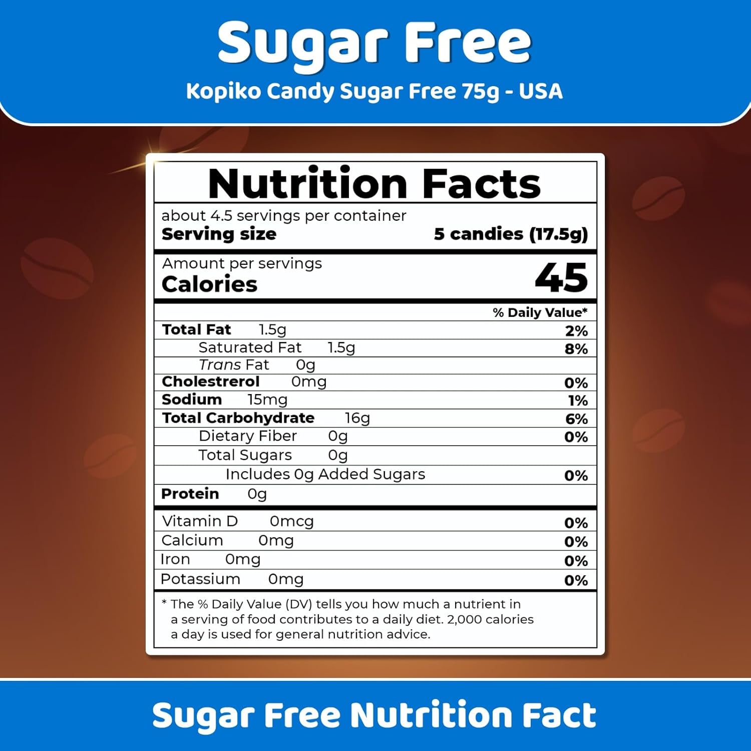 Kopiko Sugar Free Coffee Candy – Bold-Tasty Hard Candy from Indonesia with Real Coffee Extract – A Satisfying Boost for On-the-Go Energy (2-Pack 4.23oz Each)