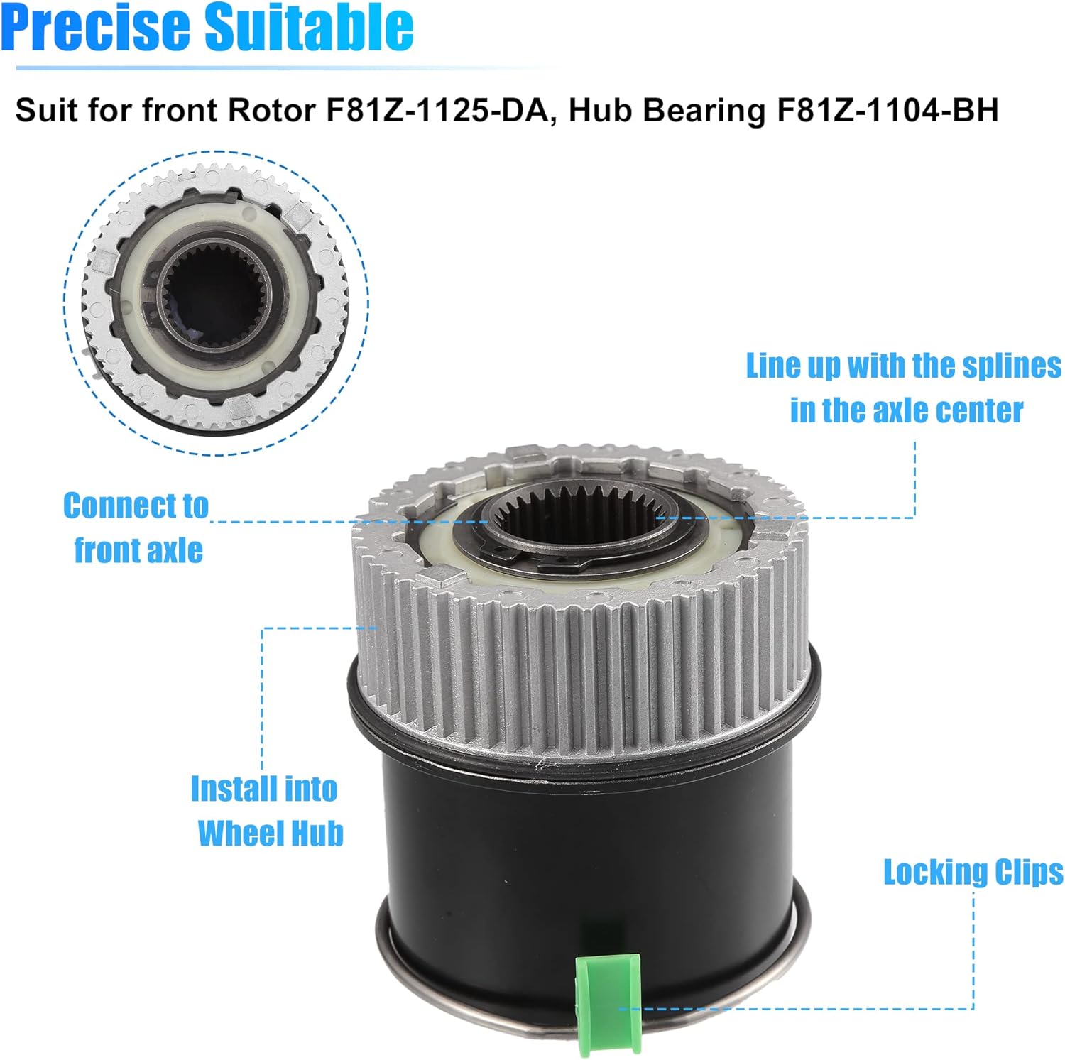 X AUTOHAUX 1 Pair 4WD Front Manual Wheel Locking Hub 1C3Z-3B396-DA for Ford F250 F350 F450 F550 1999-2004 for Ford Excursion 2000-2005 4x4 Manual Locking Hub Axle Actuator Locking Drive Hub - Image 4