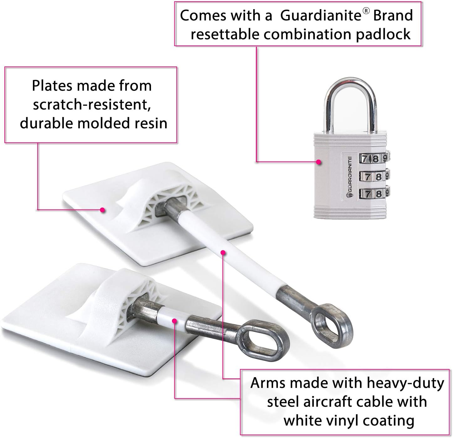 Refrigerator Lock (White with Silver Combination Padlock) - Image 2