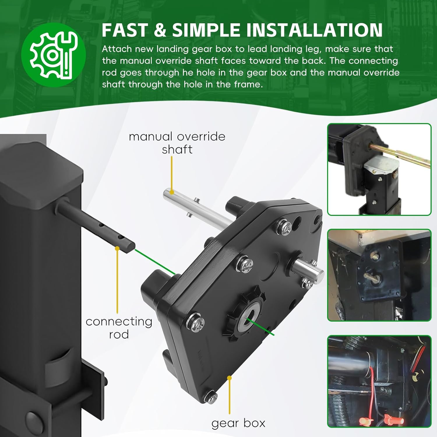 276602 RV Fifth Wheel Landing Jack Gear Box Compatible with Lippert Venture Atwood Pac-Rim Stromberg-Carlson Landing Gear Systems,Replace LC276602 LG-179015 Landing Gear Box - Image 3
