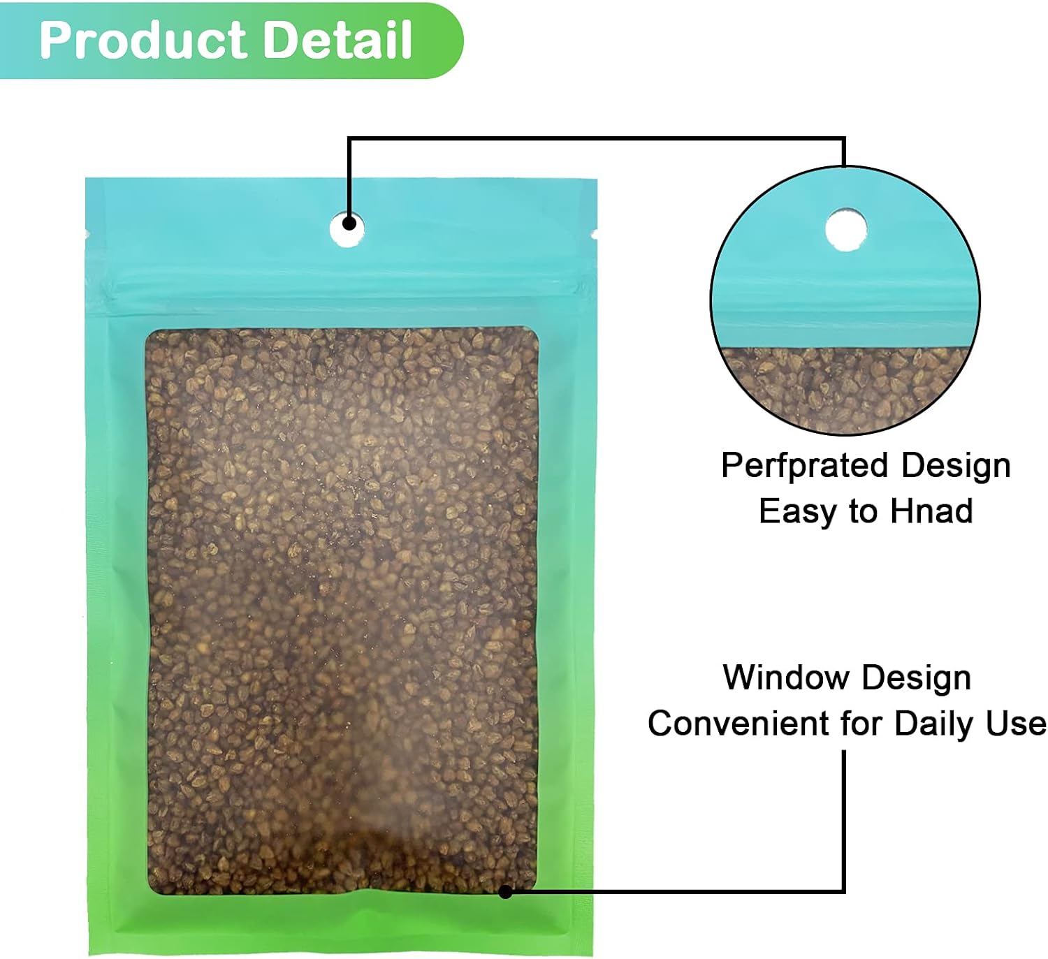 100 Pcs Resealable Mylar Bags, Gradient Color Food Storage Bags, Zip Bag Foil Bags Packaging Pouch for Food Storage, Sample, Small Business (Blue Green, 5.9 X 8.6 Inch) - Image 4