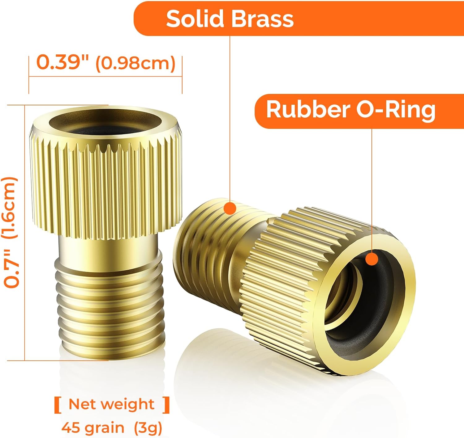ETENWOLF Brass Presta Valve Adapter 4 Pack, Convert Presta to Schrader Valve Adaptor, Easy Inflation with Standard Pump or Air Compressor, Includes 8 Valve Caps - Image 3