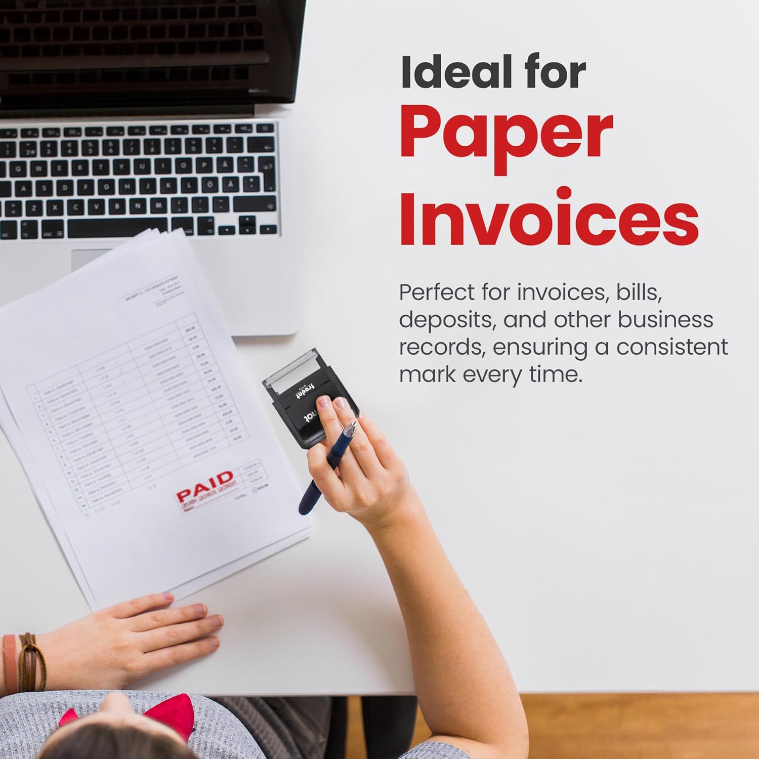 Promot Paid Stamp Self Inking Stamp - Paid Stamp for Office, Accounts Payable Stamp w/Type and Memo - Rubber Stamps for Retail Use, Red Ink Stamp, Self Inking Stamp for Business Supplies - Image 7