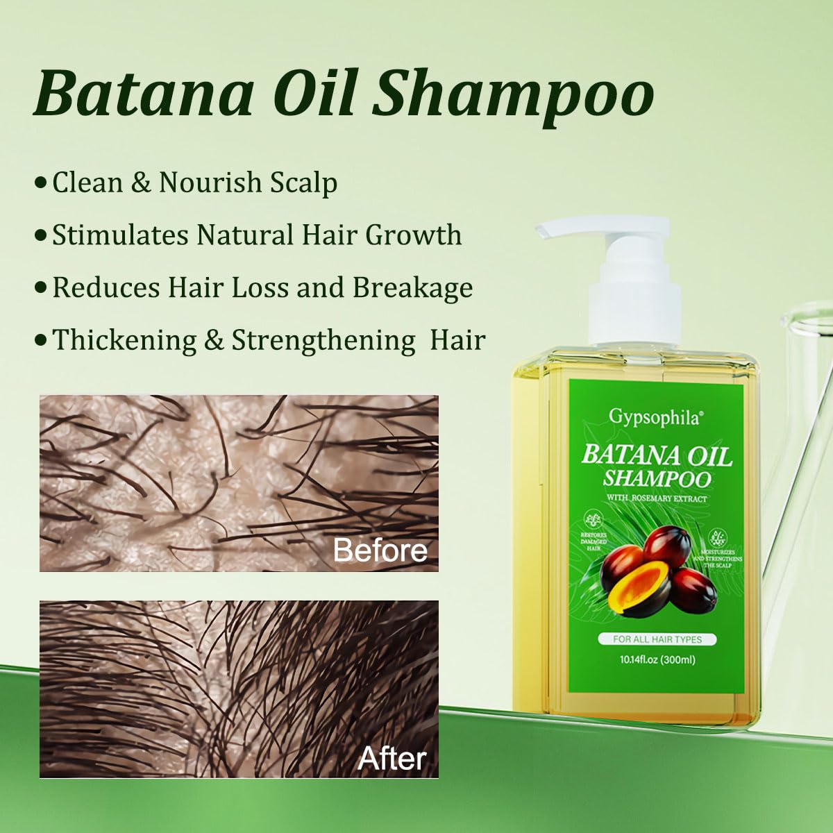 2 PACK Batana Oil Shampoo, Rosemary Shampoo,Nourishing & Rejuvenating for Softness & Volume, Suitable for Men & Women, Reduces Hair Loss (20.28.14 fl oz) - Image 6