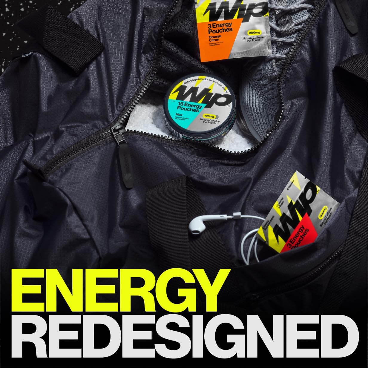 Wip Energy Pouches | 100mg Natural Caffeine | Vitamins and Minerals | Strawberry Kiwi | 15 Pouches Per Can | 3 Cans - Image 6