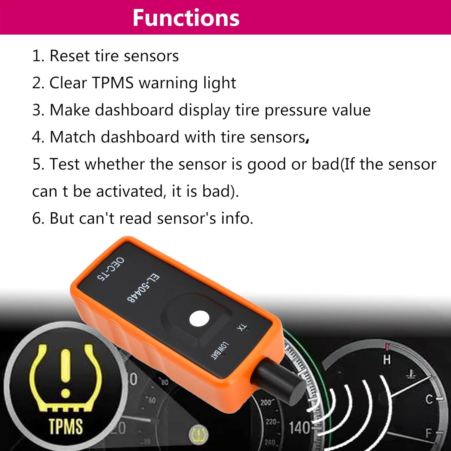 EL-50448 GM TPMS Relearn Tool Chevy TPMS Reset Tool for Cadillac GMC Buick Tire Pressure Relearn Tool Monitoring System Sensor Reset Programming Tool for Chevrolet Cruze Silverado Traverse TPMS Tool - Image 3