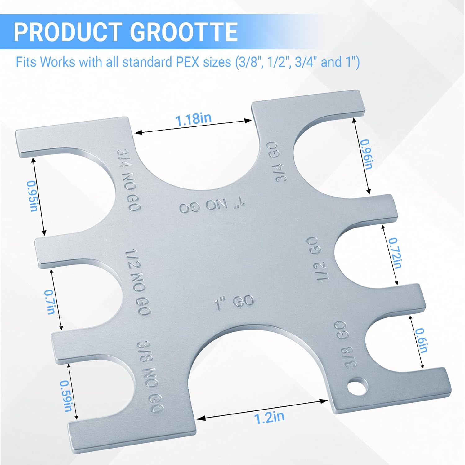 23080 PEX Crimp Tool Go/No-Go Gauge,PEX Crimp Ring Gauge for 3/8", 1/2", 3/4" &1"Crimp Rings,3/8 Inch Plumbing Fittings - Image 2