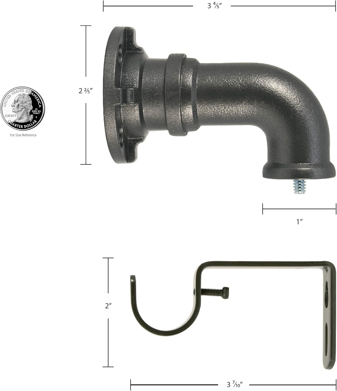 Decopolitan Industrial Wrap Around Telescoping Curtain Rod Set, 18-36", Black - Image 5