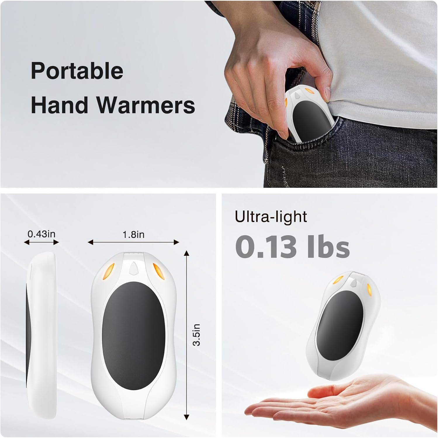 WHATOOK Hand Warmers Rechargeable 2 Pack: Portable Electric Hand Warmer 2 in 1 Magnetic Reusable Heater Pocket Gifts for Men Women Outdoor Camping Golf Hunting Gift - Image 5