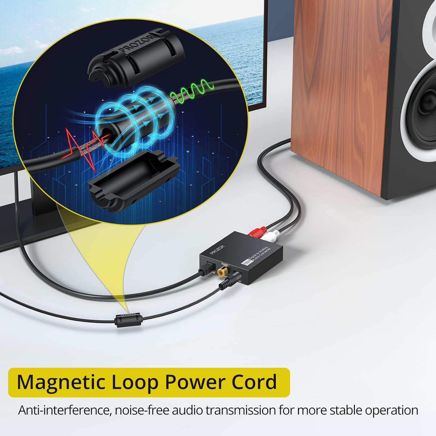 PROZOR 192KHz Digital to Analog Audio Converter, DAC Optical to Analog L/R RCA 3.5mm Converter, Digital SPDIF Toslink Optical to 3.5mm Jack Adapter for PS3 HD DVD PS4 Amp Apple TV Home Cinema - Image 5