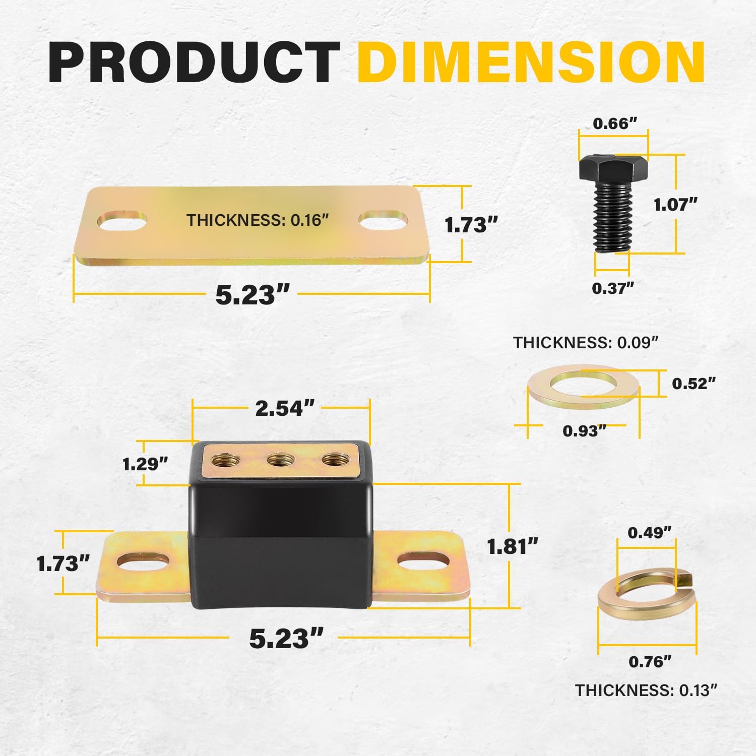 3.1108G Transmission Mount Bracket Kit, for GM RWD Cars and 2WD Trucks, for Chevy Turbo, Replacement for TH350 TH400 700R4 Transmission Mount - Image 7