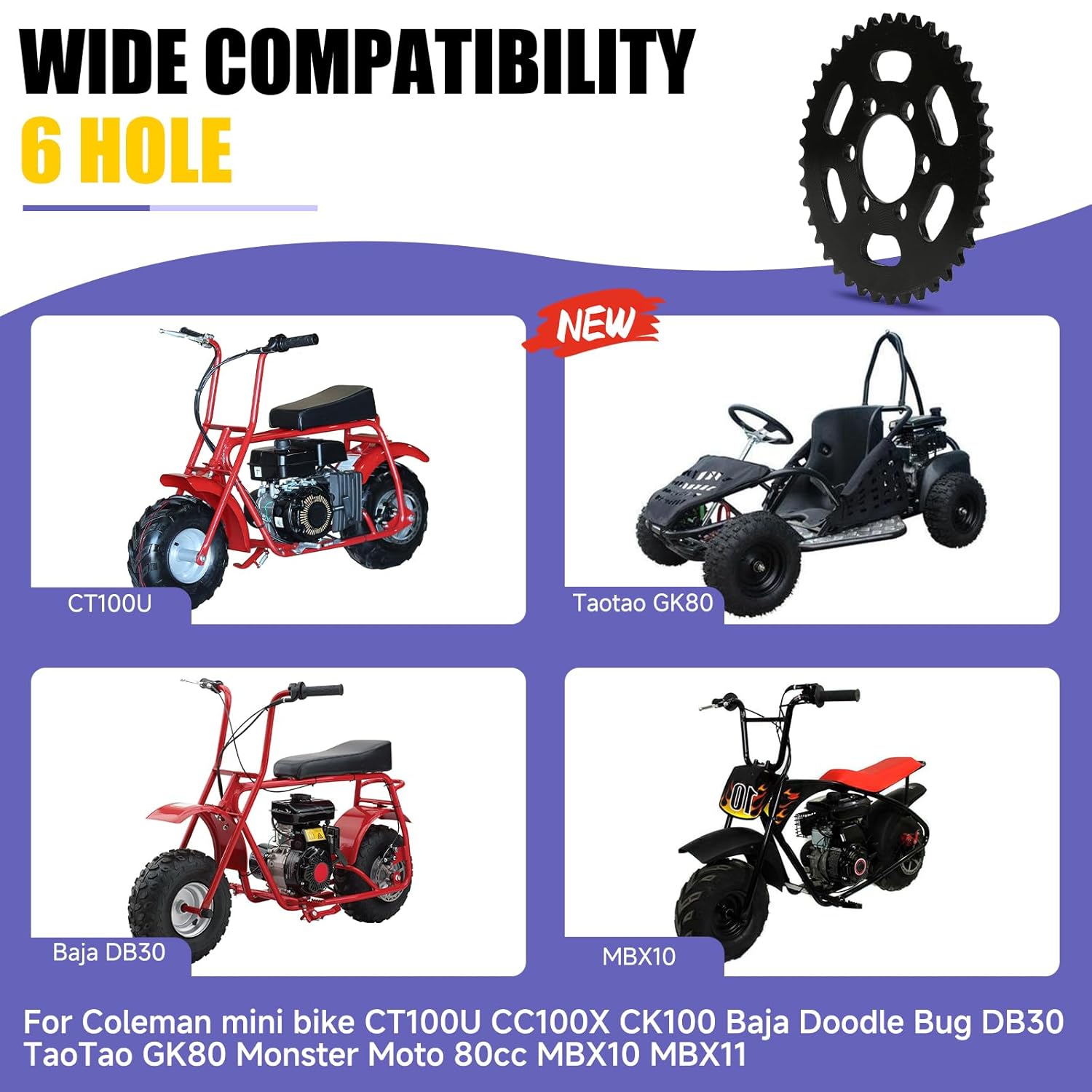 35 Chain Sprocket 40 Tooth Compatible with Coleman Mini Bike CT100U CC100X CK100 Baja DB30 TaoTao GK80 Monster Moto 80cc MBX10 MBX11 Predator 79cc 97cc 98cc 100cc 2.5hp Go Kart Parts - Image 3