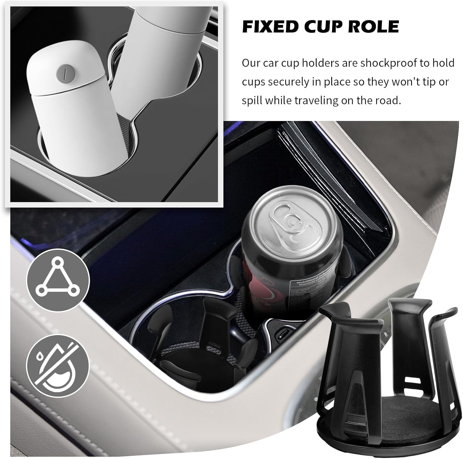 2PCS Car Cup Holder Insert,2026 Upgraded Cupholder Insert for Car with Adaptive Clamping Arm,Essential Self-Adhesive Automotive Cups Holders for Fixing Water Cups and Drinks - Image 4