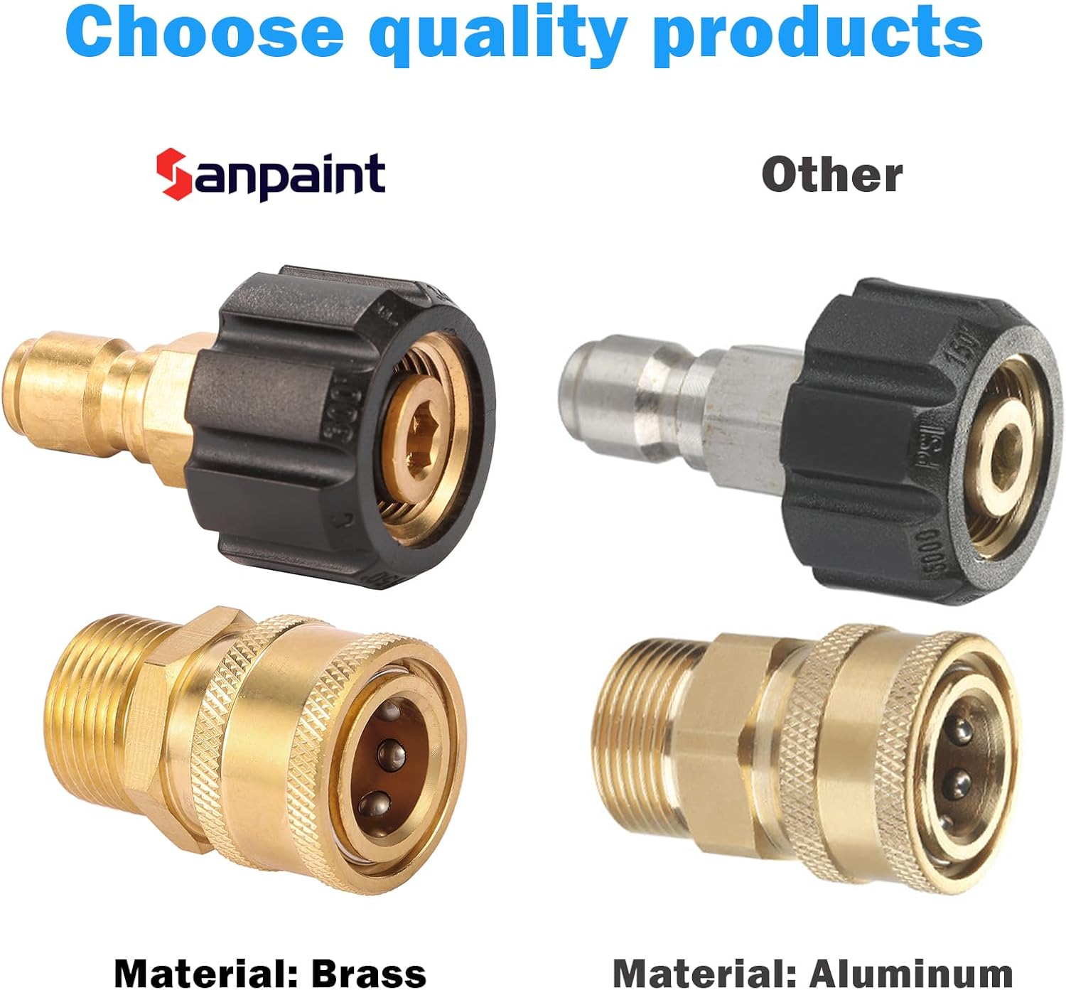 Pressure Washer Quick Connect Fittings, Quick Connect Kit M22 14mm to 3/8 Inch, 4 Pieces - Image 5