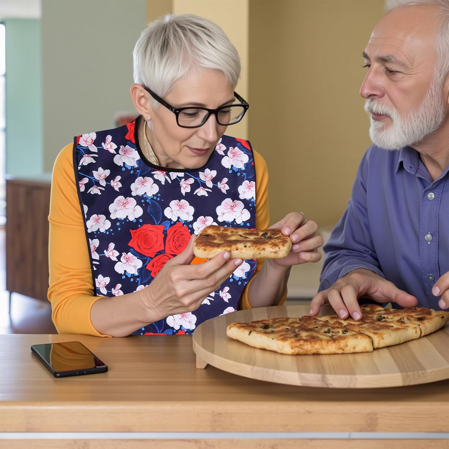 3 Pcs Adult Bibs For Women With Crumb Catcher, Reusable Waterproof Large Bibs For Adult, Clothing Protector For Eating,Washable Feeding Bib For Women Elderly Senior - Image 7