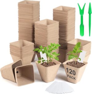 120 Pack 3.15 Inch Square Peat Pots...